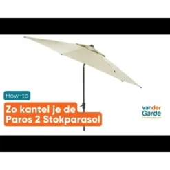 Madison Paros 2 Luxe stokparasol 3 m. rond - Taupe + Sevilla voet + hoes