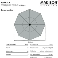 Madison stokparasol Syros luxe grey 350 cm