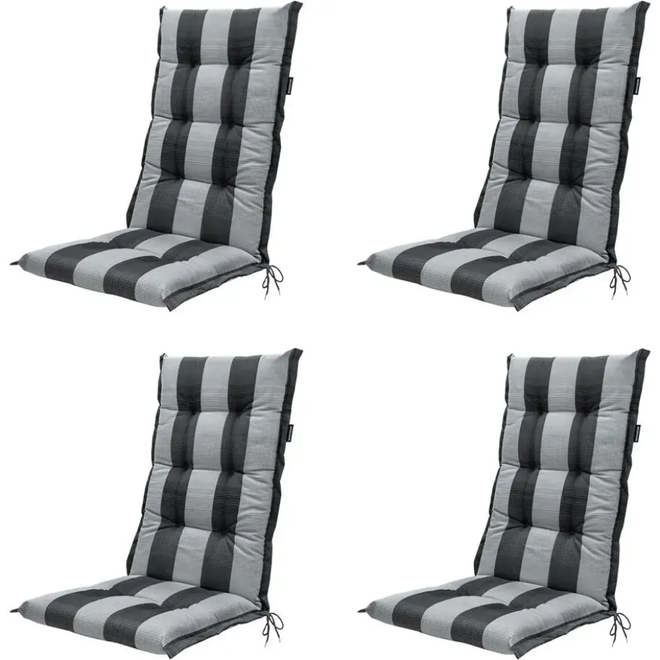 Madison - Tuinstoelkussen Hoge Rug Alice grey - Ca. 123x50 cm - Set van 4