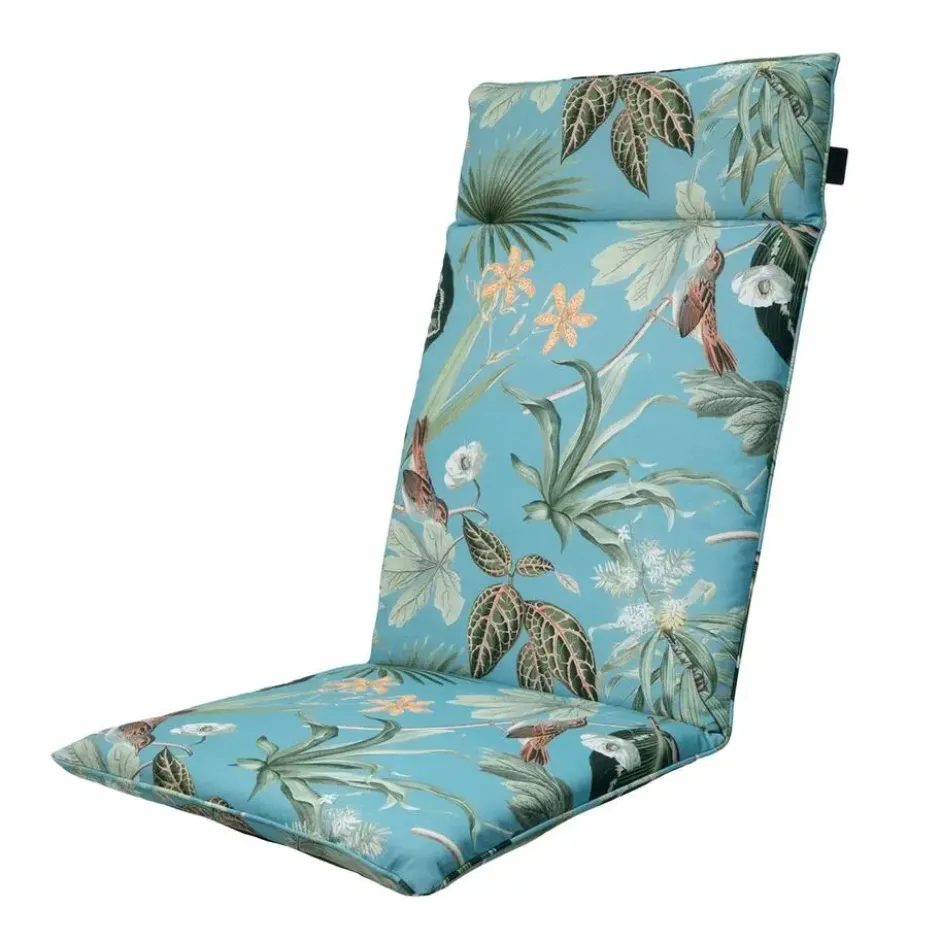 Madison - Tuinstoelkussen Hoge Rug Grasse aqua - Ca. 120x50 cm - Set van 4