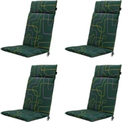 Madison - Tuinstoelkussen Hoge Rug Joah green - Ca. 120x50 cm - Set van 4