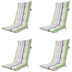 Madison - Tuinstoelkussen Hoge Rug Righe purple - Ca. 123x50 cm - Set van 4