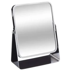 Make-up spiegel - 3x zoom - metaal - 7 x 20 cm - zilver - rechthoek