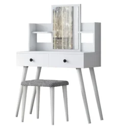 Make-up Tafel Wit - 112cm - Incl. Kruk - Bulon