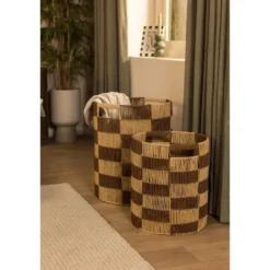 Mand Check - naturel/bruin - 40xØ34 cm