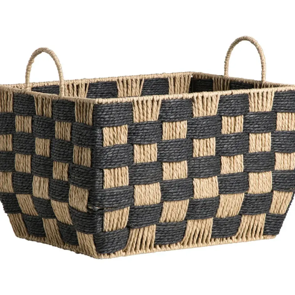 Mand Check naturel/zwart - 32x40x30 cm