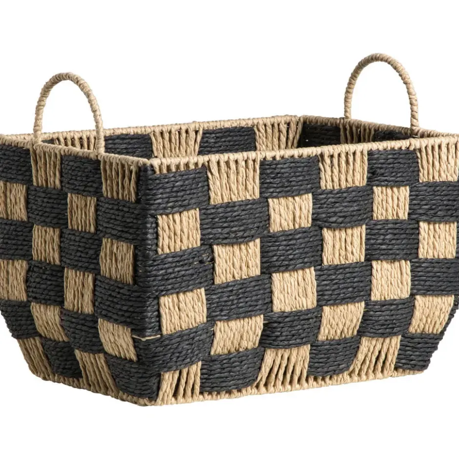Mand Check naturel/zwart - 28x35x25 cm