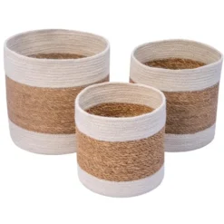 Mandenset (3-delig) van jute in bruin