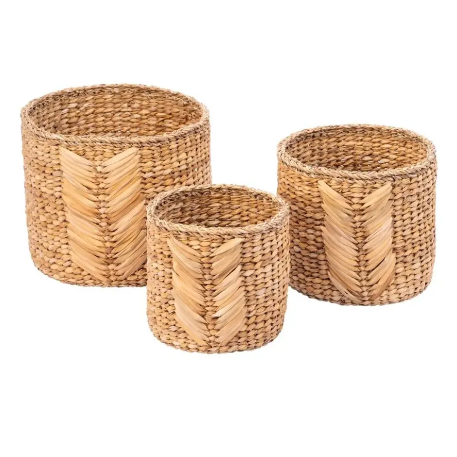 Mandenset (3-delig) van jute in bruin