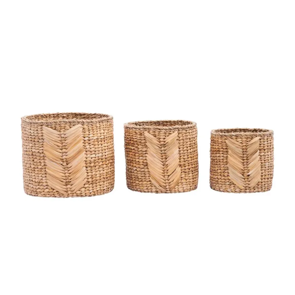 Mandenset (3-delig) van jute in bruin