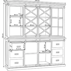 Mangohoutonline - Buffetkast Denver 200x220cm Rechthoekig Bruin