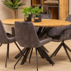 Mangohoutonline - Eettafel Bologna 160x90cm Ovaal - Bruin - Mahom
