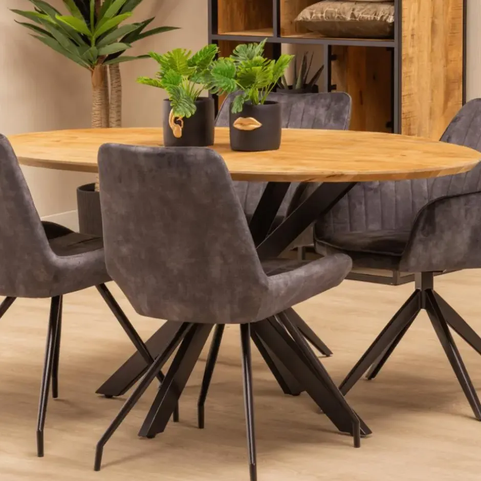Mangohoutonline - Eettafel Bologna 160x90cm Ovaal - Bruin - Mahom