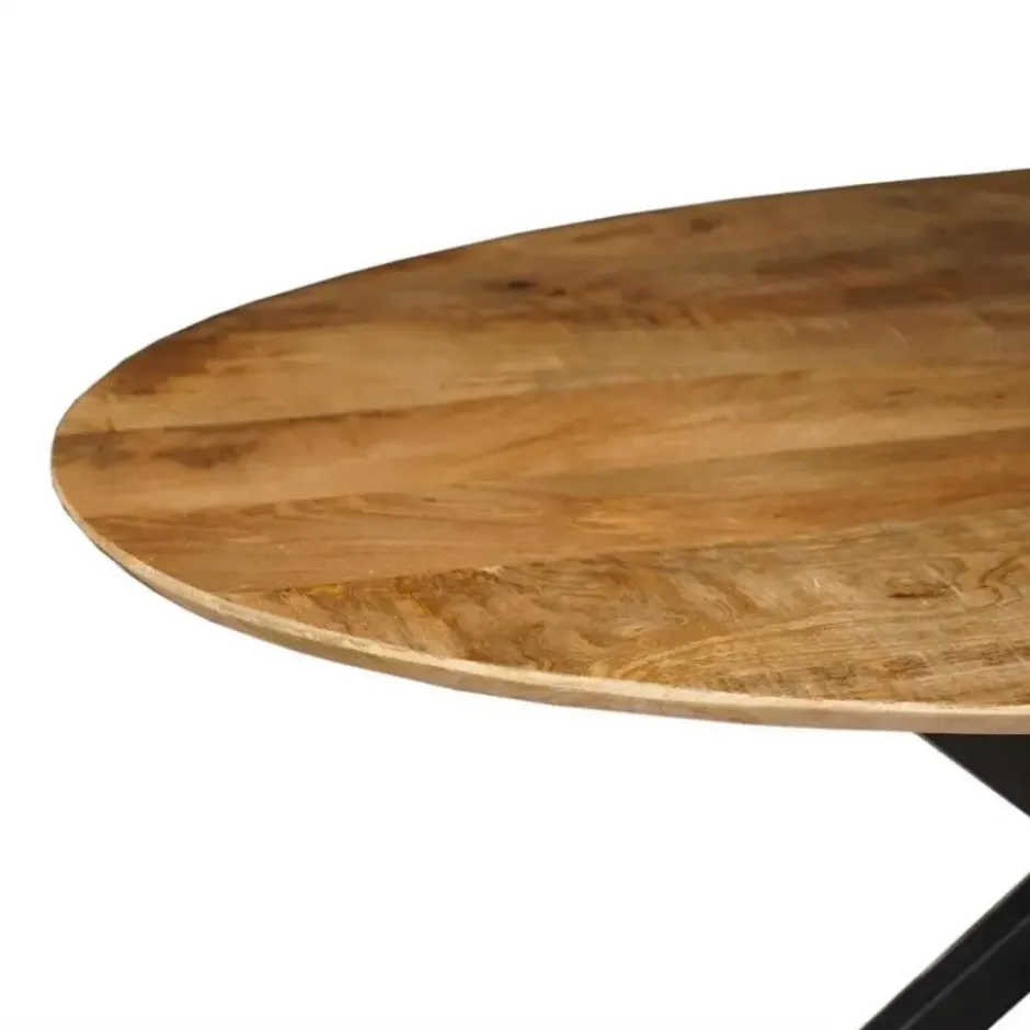 Mangohoutonline - Eettafel Bologna 160x90cm Ovaal - Bruin - Mahom