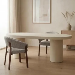 Mangohoutonline - Eettafel Capsule Savannah Microcement Cilinderpoot