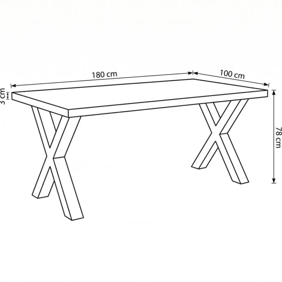 Mangohoutonline - Eettafel Columbus 180x100cm Rechthoekig Bruin
