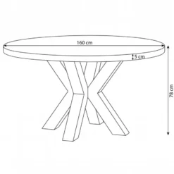 Mangohoutonline - Eettafel Madison 160cm Rond - Bruin - Mahom