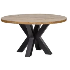 Mangohoutonline - Eettafel Madison 160cm Rond - Bruin - Mahom