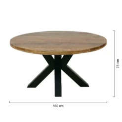 Mangohoutonline - Eettafel Madison 160cm Rond - Bruin - Mahom