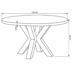 Mangohoutonline - Eettafel Madison 150cm Rond - Bruin - Mahom
