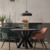 Mangohoutonline - Eettafel Madison Black Ø 110 Rond - Zwart - Mahom