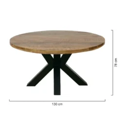 Mangohoutonline - Eettafel Madison 130cm Rond - Bruin - Mahom