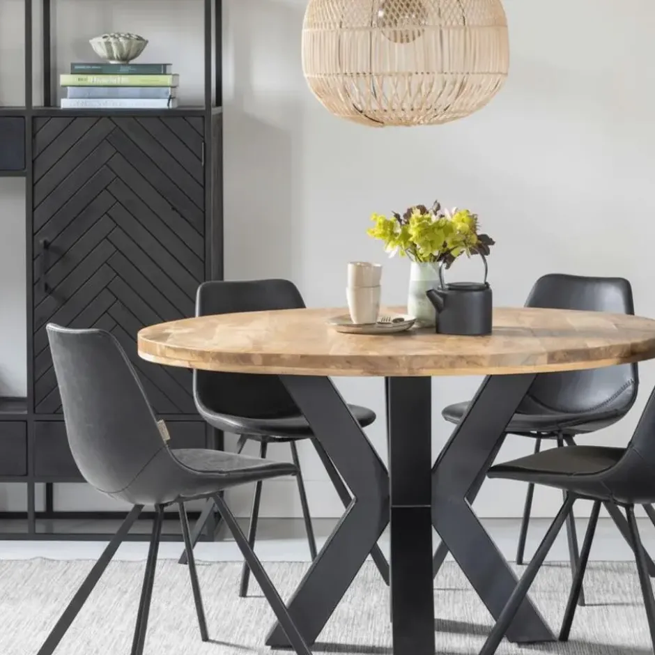 Mangohoutonline - Eettafel Madison 130cm Rond - Bruin - Mahom