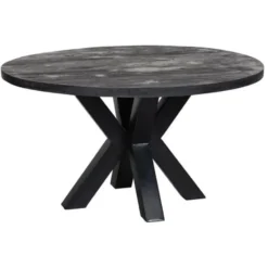 Mangohoutonline - Eettafel Madison Black Ø 120 Rond - Zwart - Mahom