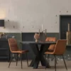Mangohoutonline - Eettafel Madison Black Ø 160 Rond - Zwart - Mahom