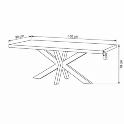 Mangohoutonline - Eettafel Memphis 160x90cm Rechthoekig Bruin