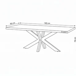 Mangohoutonline - Eettafel Memphis 140x90cm Rechthoekig Bruin