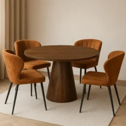 Mangohoutonline - Eettafel Nova 150cm Donkerbruin Rond Donkerbruin