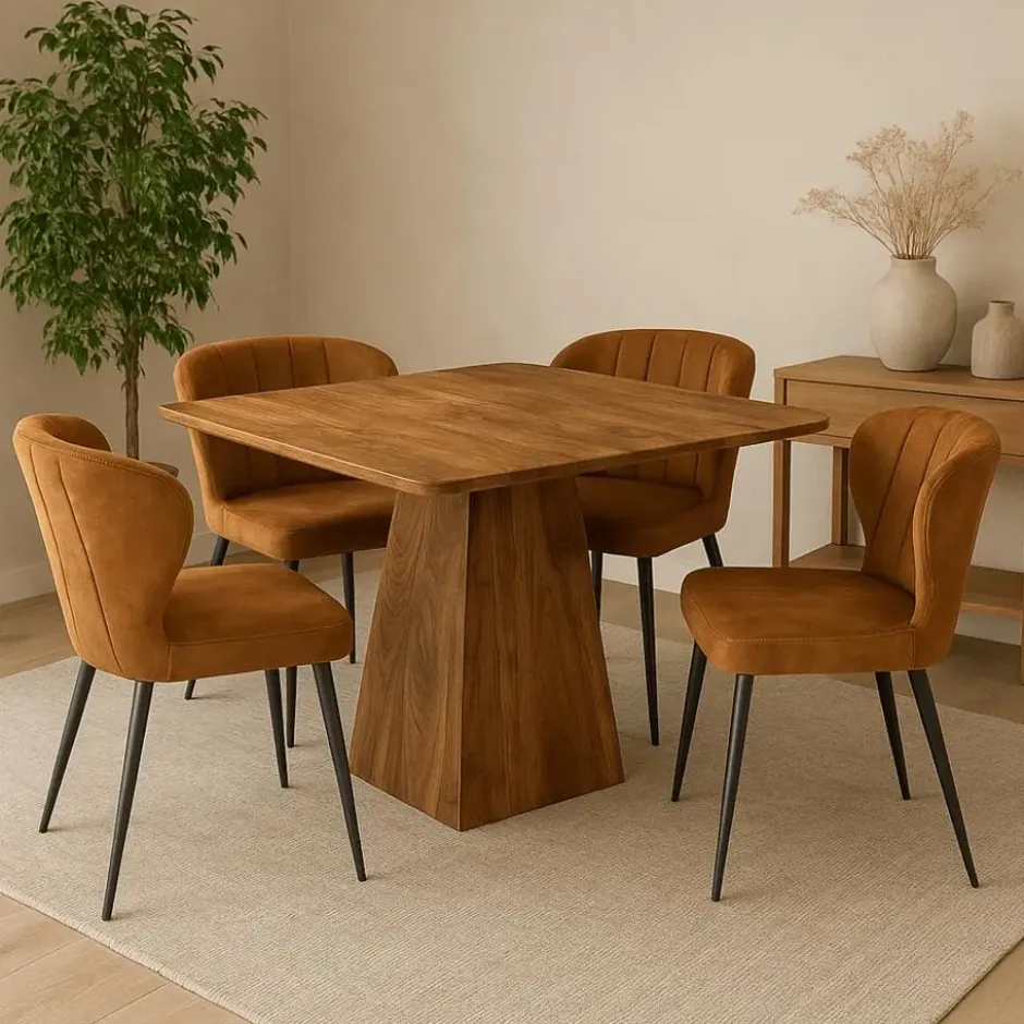 Mangohoutonline - Eettafel Nova Vierkant 90x90cm Vierkant Bruin
