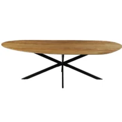 Mangohoutonline - Eettafel Organisch Alessia 180x90cm - Bruin - Mahom