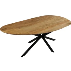 Mangohoutonline - Eettafel Organisch Alessia 210x100cm - Bruin - Mahom
