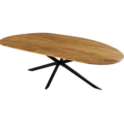 Mangohoutonline - Eettafel Organisch Alessia 210x100cm - Bruin - Mahom