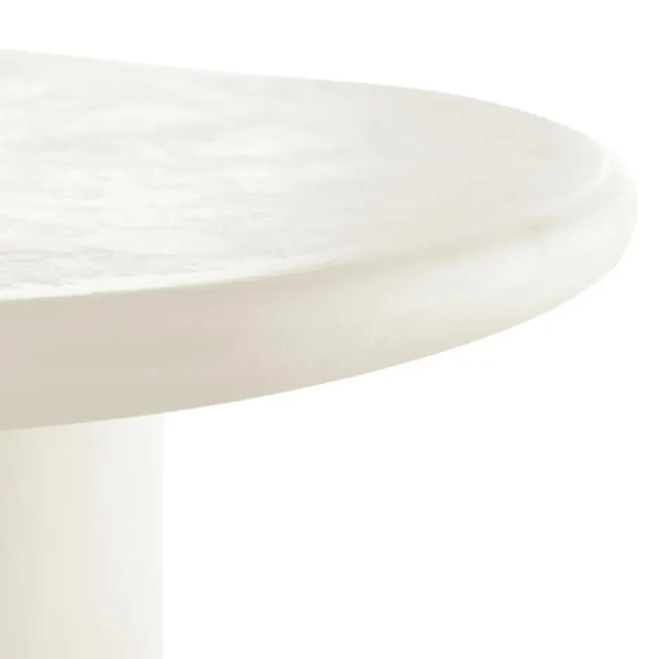 Mangohoutonline Eettafel Savannah Organisch Microcement Cilinderpoot 210cm Wit