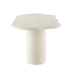 Mangohoutonline Eettafel Savannah Organisch Microcement Cilinderpoot 210cm Wit