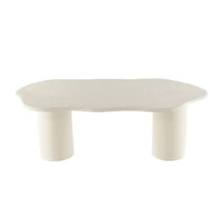 Mangohoutonline Eettafel Savannah Organisch Microcement Cilinderpoot 210cm Wit
