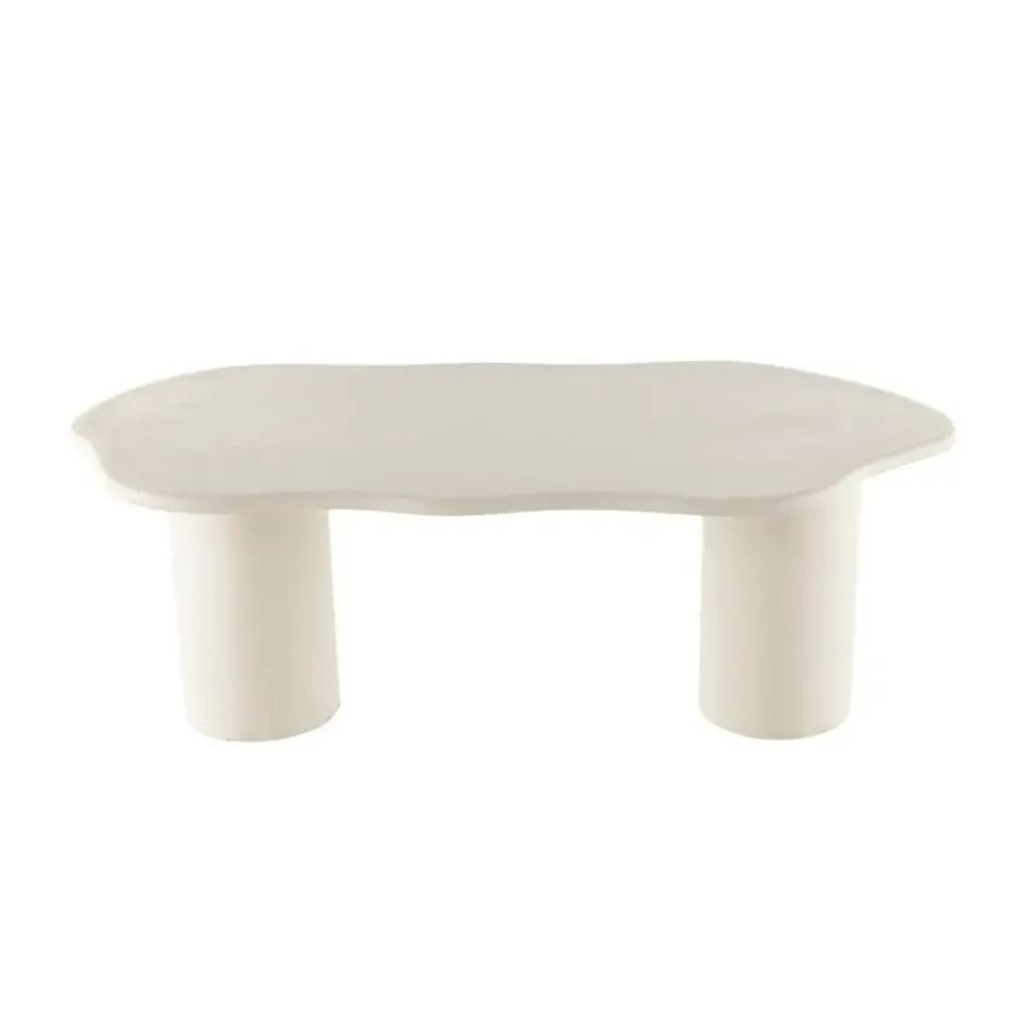 Mangohoutonline Eettafel Savannah Organisch Microcement Cilinderpoot 210cm Wit