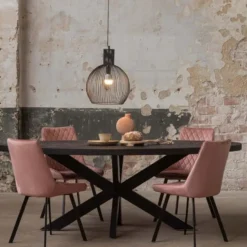 Mangohoutonline - Eettafel Tulsa Black 160x90cm Ovaal - Zwart - Mahom