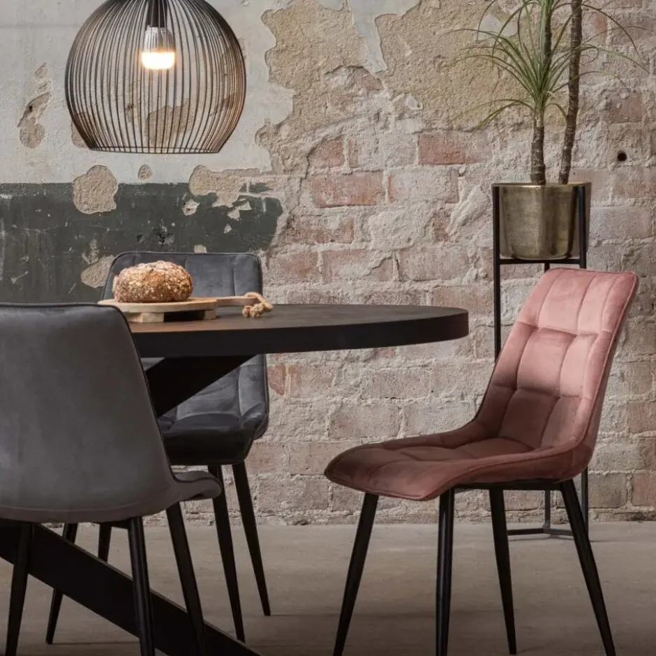 Mangohoutonline - Eettafel Tulsa Black 160x90cm Ovaal - Zwart - Mahom