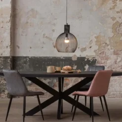 Mangohoutonline - Eettafel Tulsa Black 160x90cm Ovaal - Zwart - Mahom