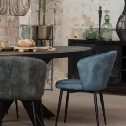Mangohoutonline - Eettafel Tulsa Black 160x90cm Ovaal - Zwart - Mahom
