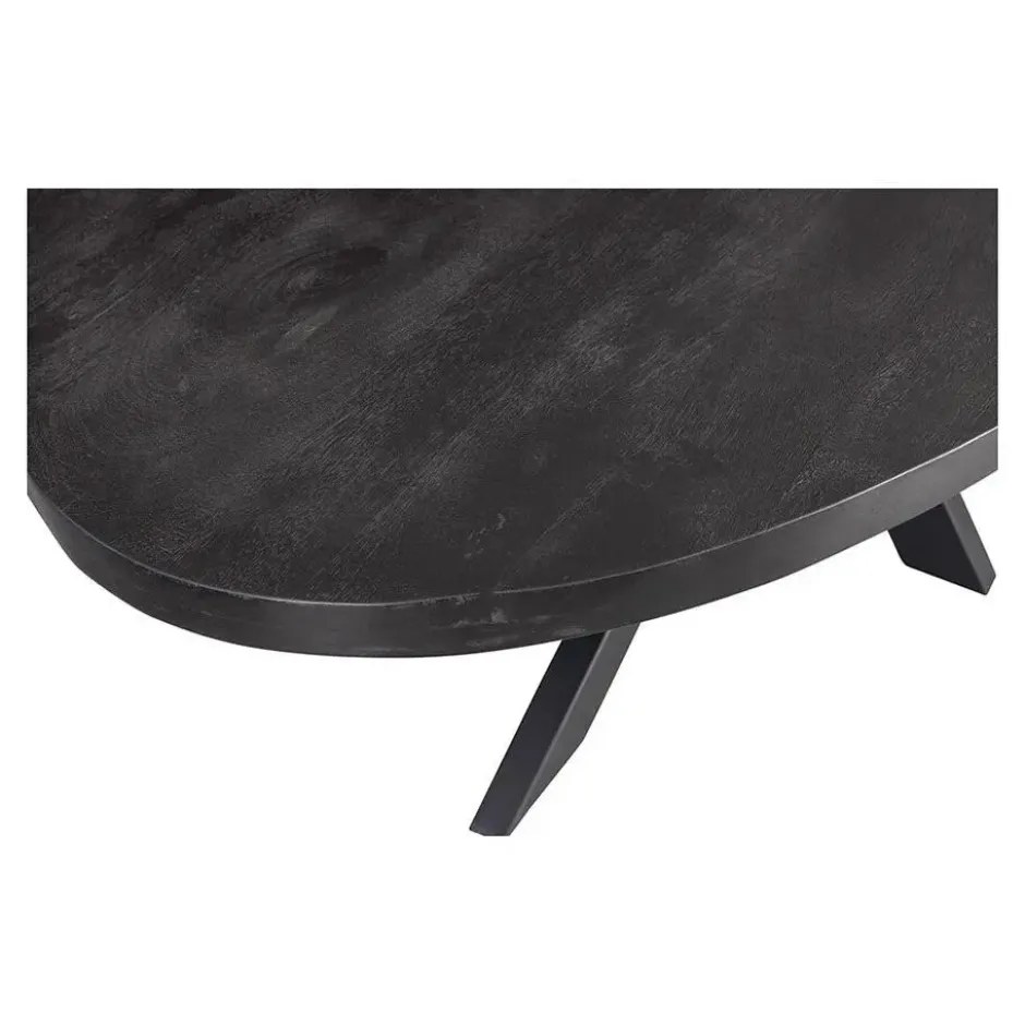 Mangohoutonline - Eettafel Tulsa Black 160x90cm Ovaal - Zwart - Mahom