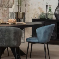 Mangohoutonline - Eettafel Tulsa Black 220x110cm Ovaal Zwart