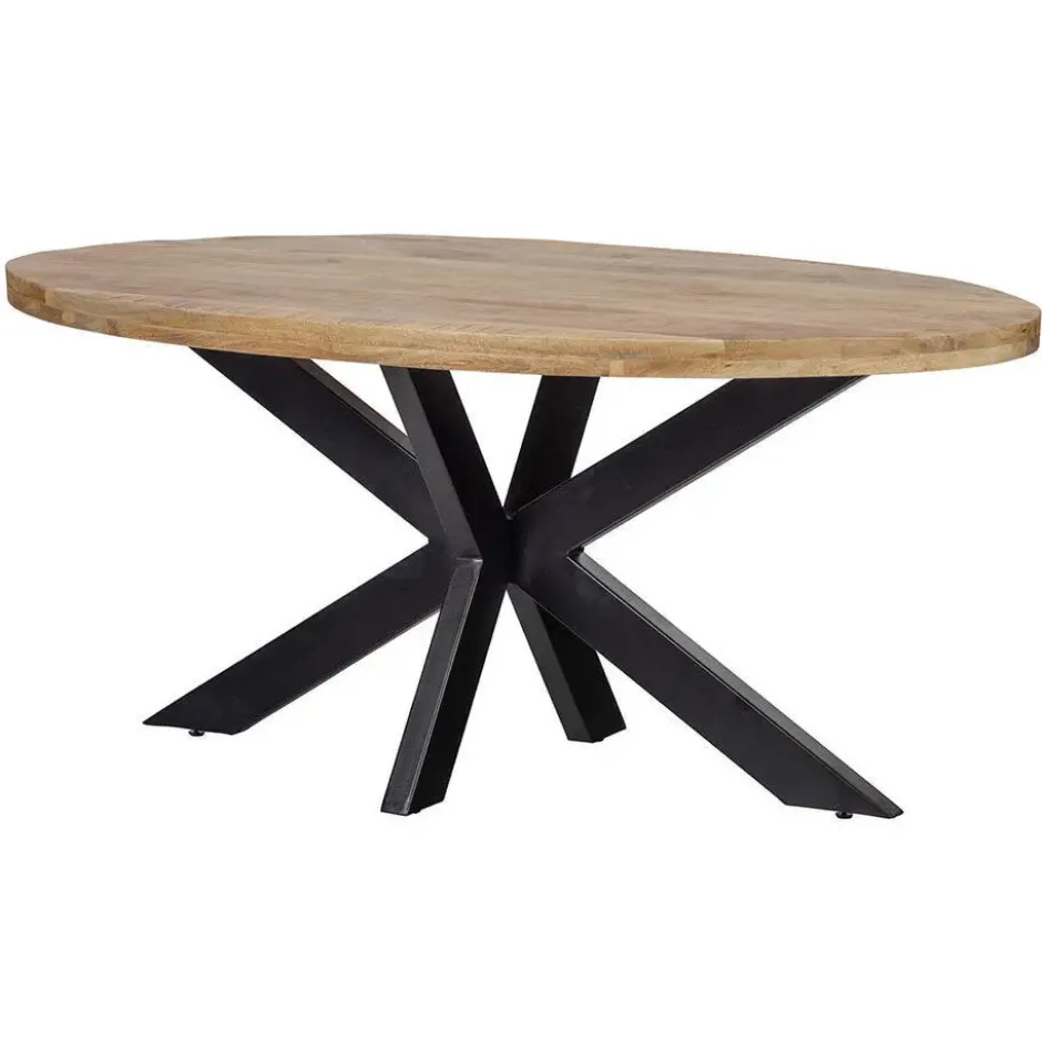 Mangohoutonline - Eettafel Tulsa 240x110cm Ovaal - Bruin - Mahom