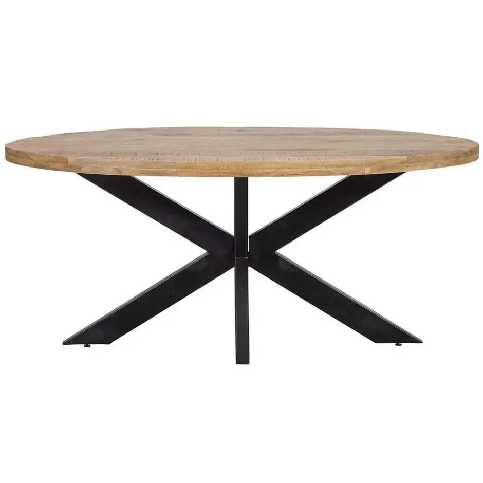 Mangohoutonline - Eettafel Tulsa 240x110cm Ovaal - Bruin - Mahom