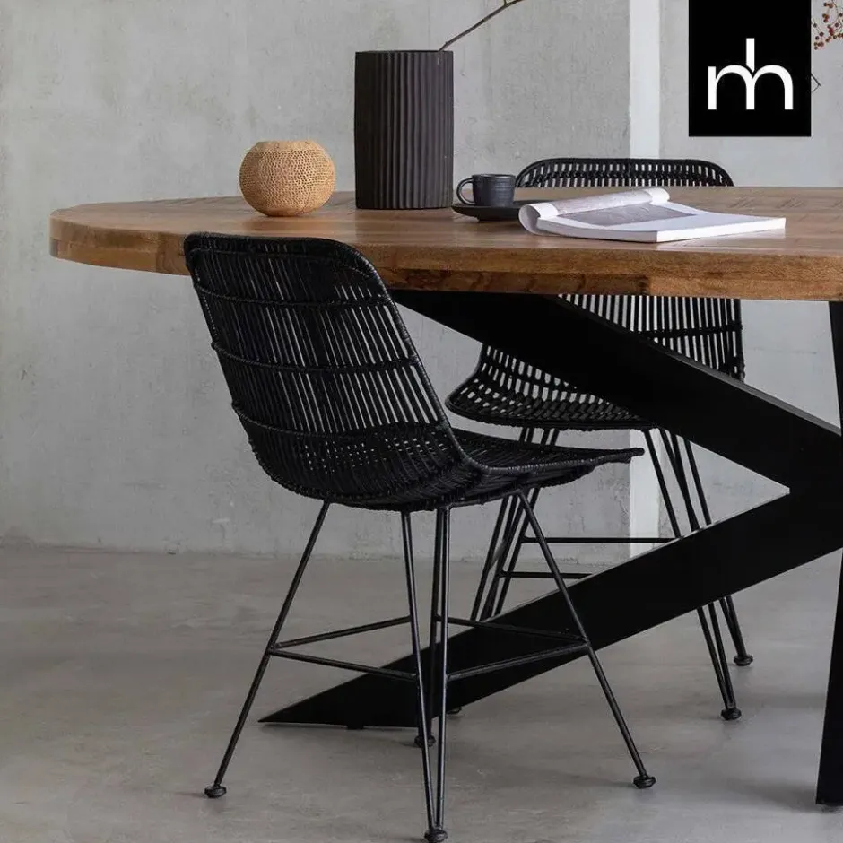 Mangohoutonline - Eettafel Tulsa 240x110cm Ovaal - Bruin - Mahom