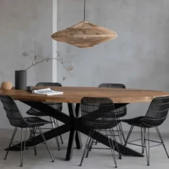 Mangohoutonline - Eettafel Tulsa 180x100cm Ovaal - Bruin - Mahom